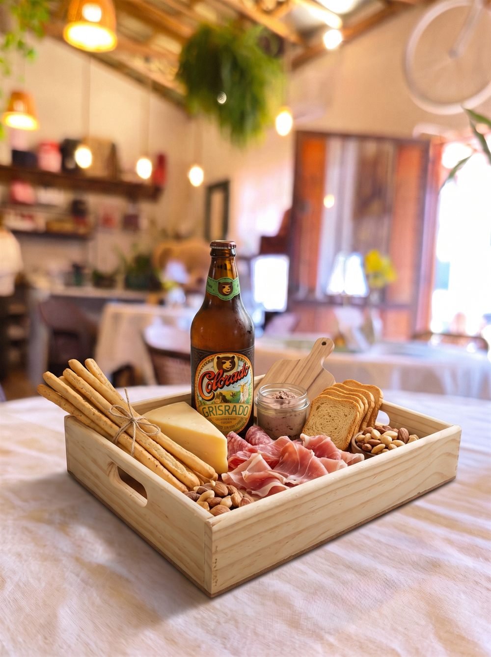 Beer box da Flor de Laranjeira na caixa de madeira